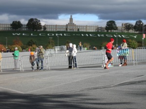 Runners (way before me) nearing the finish